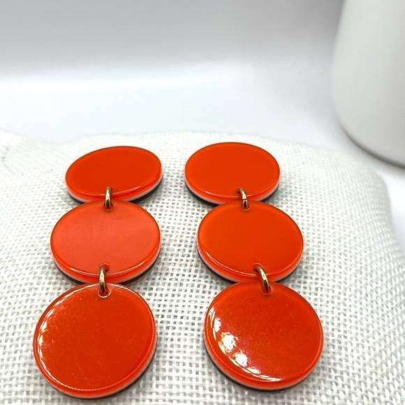 J.Crew Disc statement earrings Resin orange 3 Large Disc Post Back 3 1/4” - Picture 7 of 10